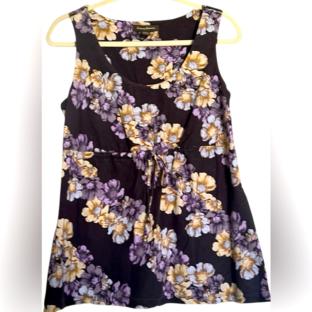 TOMMY BAHAMA Plum/Lavender/Yellow/White Floral Babydoll Tank Top, Medium, GUC.